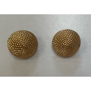 Vintage Gold Tone Textured Clip on Earrings